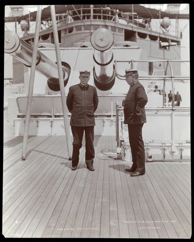 Rear Admiral Robley Dunglison Evans and Captain John Elliott Pillsbury on the Deck of the U.S.S. Marine by Byron Company